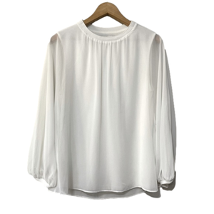Zara White Chiffon Balloon Sleeve Blouse Top Size Small bin 3G
